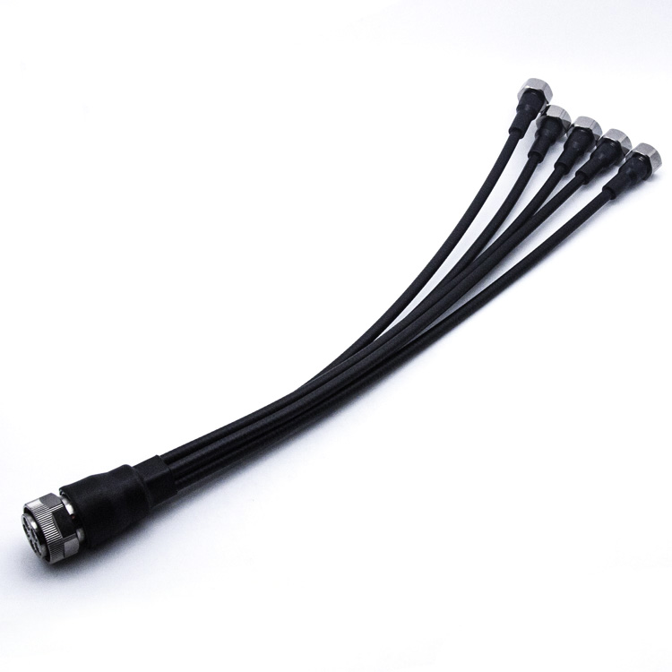 Low PIM jumper MQ5 plug cluster connector to 4.3/10 plug connector 1/4" superflex cable,0.5m