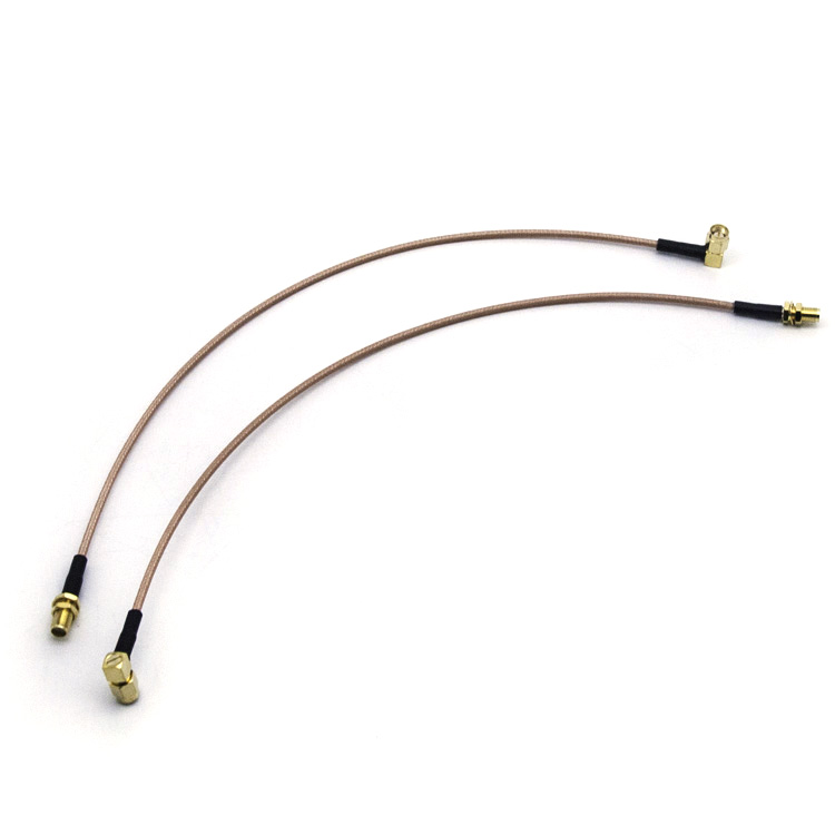 RG316 jumper cable,SMA male right angle to SMA female bulkhead connector,350mm