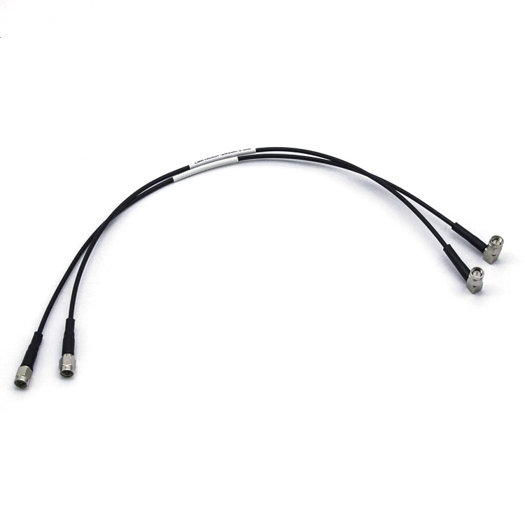 LMR100 jumper cable SMA male straight to SMA male right angle connector 400mm  ( SMA-C-J100/SMA-C-JW100-400mm )